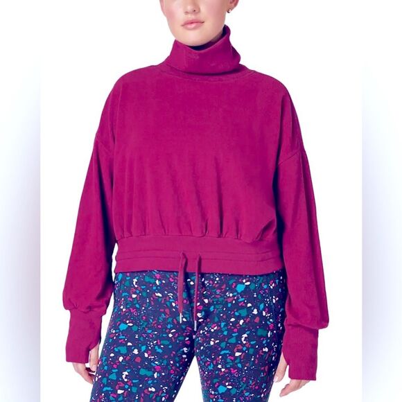 Sweaty Betty Melody Luxe Fleece Sweatshirt in Amaranth Pink 6 - Picture 2 of 14